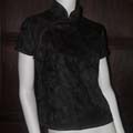 Gambiered Silk Womens short sleeve cheongsam shirt